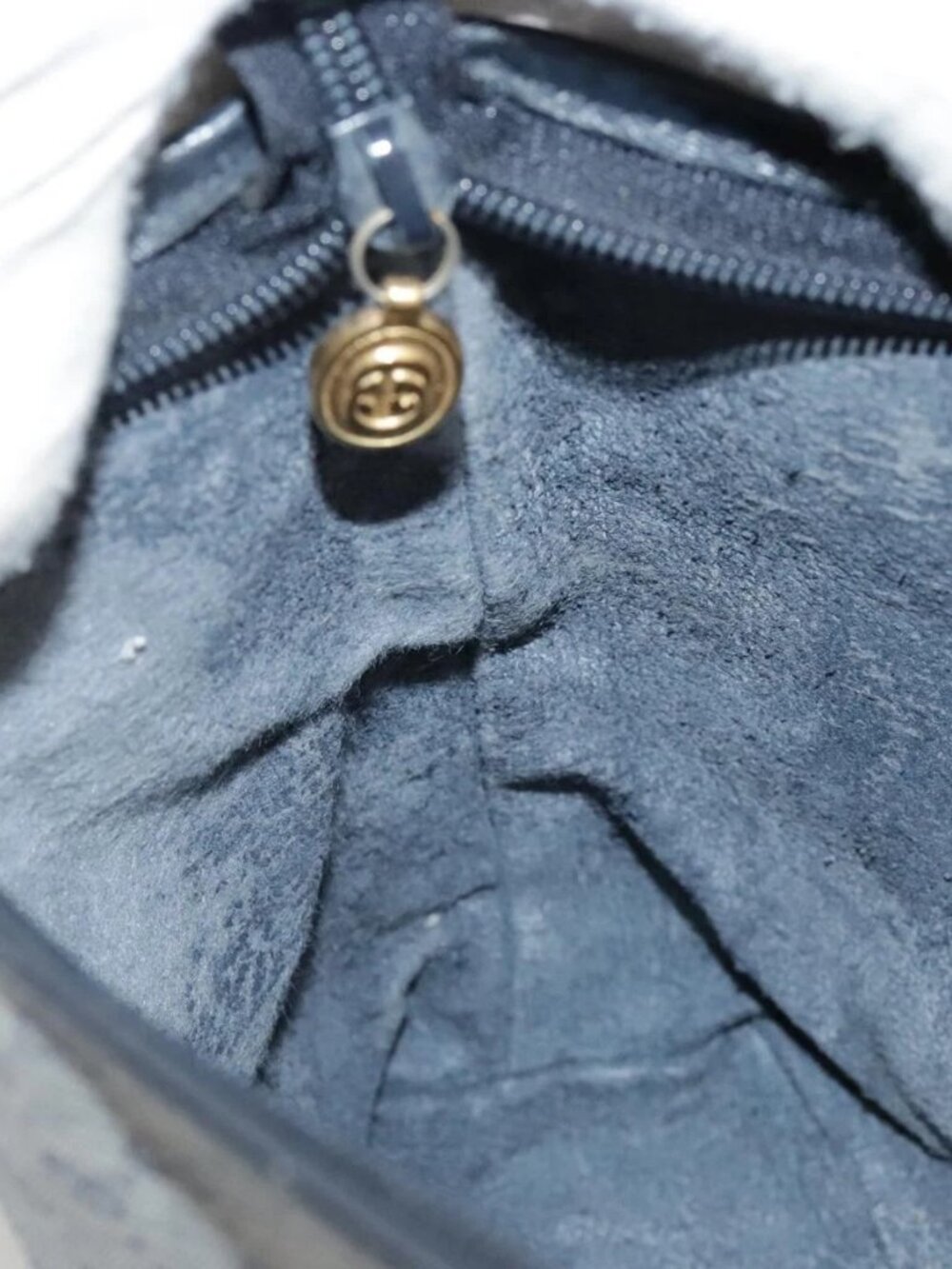 GUCCI Micro GG Supreme Shoulder Bag PVC Navy Gold 007 89 1095 Auth th5584 - Picture 14 of 16